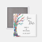 Rainbow Tree Wedding Save the Date Magnet (Vorderseite/Rückseite)