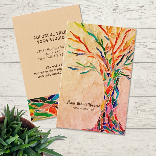 Rainbow Tree Yoga Instructor Beige Visitenkarte
