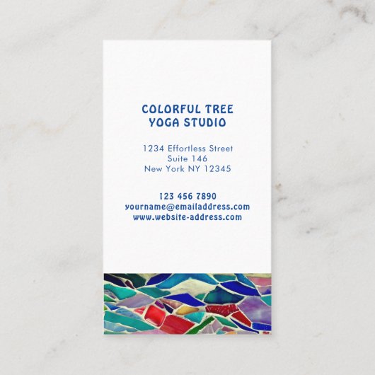 Rainbow Tree Yoga Instructor Green Visitenkarte (Rückseite)