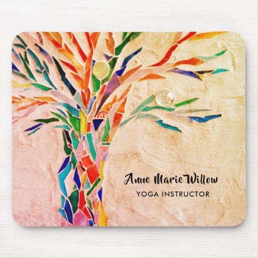 Rainbow Tree Yoga Instructor Maus Pad Mousepad (Vorne)