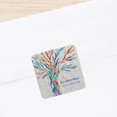 Rainbow Tree Yoga Instructor Quadratischer Aufkleber