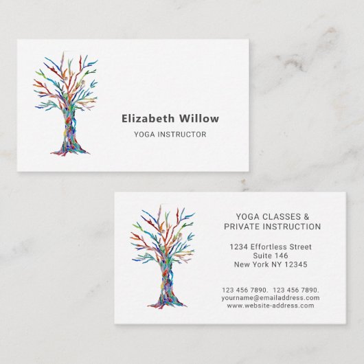 Rainbow Tree Yoga Instructor Visitenkarte (Vorne/Hinten)