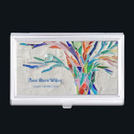 Rainbow Tree Yoga Instructor Visitenkarten Dose<br><div class="desc">Dieses dekorative Visitenkarten-Gehäuse zeichnet sich durch den Druck eines Regenbogenbaums auf einem hellgrauen Hintergrund aus. Ich habe das originale Mosaik-Design mit vielen winzigen Fragmenten aus bunten Glas gemacht. Fügen Sie Ihren Namen, Beruf, um diese Kartencase zu personalisieren. Dieses Baumdesign ist auch auf vielen anderen Produkten wie Yoga Matten, Decken und...</div>