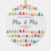 Rainbow Trees Personalisiert Newlywed Mrs. Couple Keramik Ornament (Vorne)