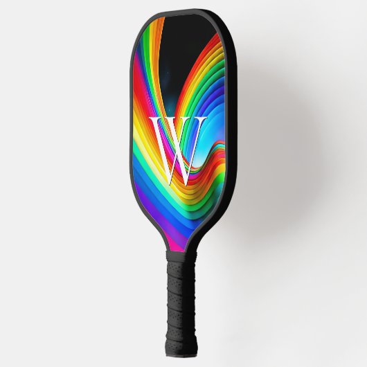 Rainbow Trendy Cool Monogram Pickleball Schläger (Links)