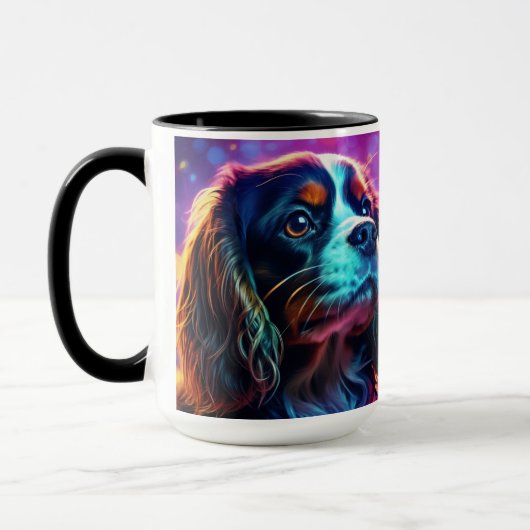 Rainbow Tri Cavalier King Charles Spaniel Dog Tasse (Links)