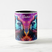 Rainbow Tri Cavalier King Charles Spaniel Dog Tasse (Zentrum)