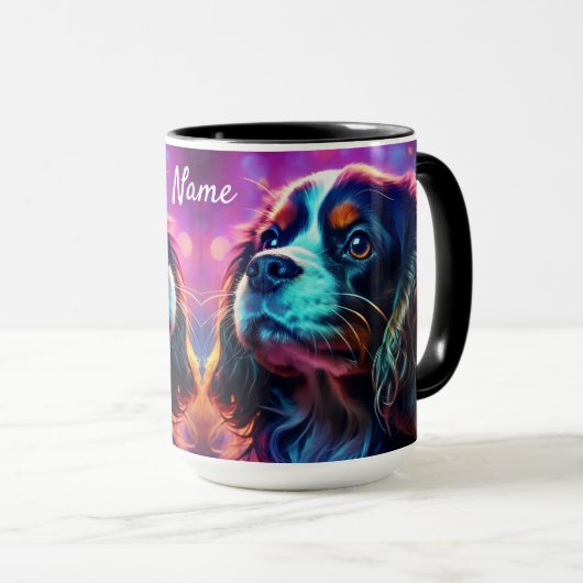 Rainbow Tri Cavalier King Charles Spaniel Dog Tasse (VorderseiteRechts)