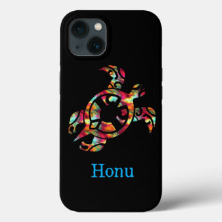 Rainbow Tribal Hawaiian Sea Turtle auf Schwarz Case-Mate iPhone Hülle