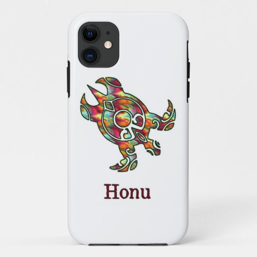 Rainbow Tribal Sea Turtle on White Case-Mate iPhon iPhone Hülle (Rückseite)