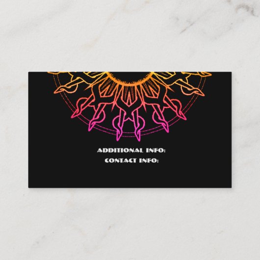 Rainbow Tribal Sun Business Card 2 Visitenkarte (Rückseite)