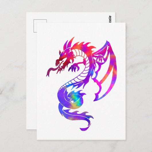 Rainbow Tribal Tattoo Dragon Postkarte (Vorne/Hinten)