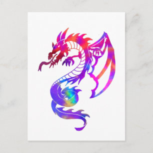 Rainbow Tribal Tattoo Dragon Postkarte