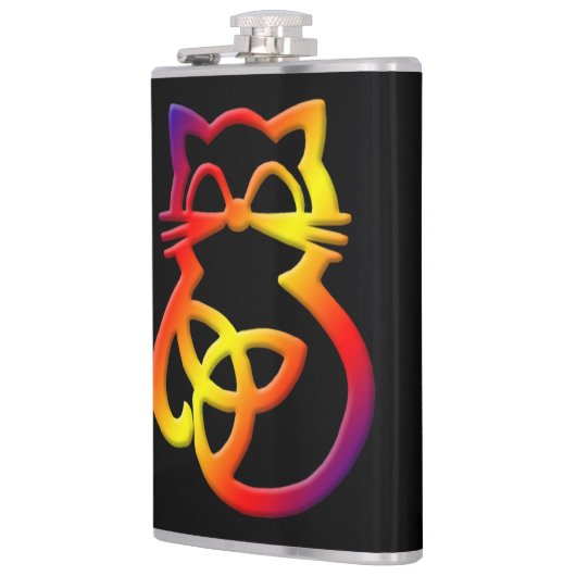 Rainbow Trinity Knot Celtic Cat Flask Flachmann (Links)