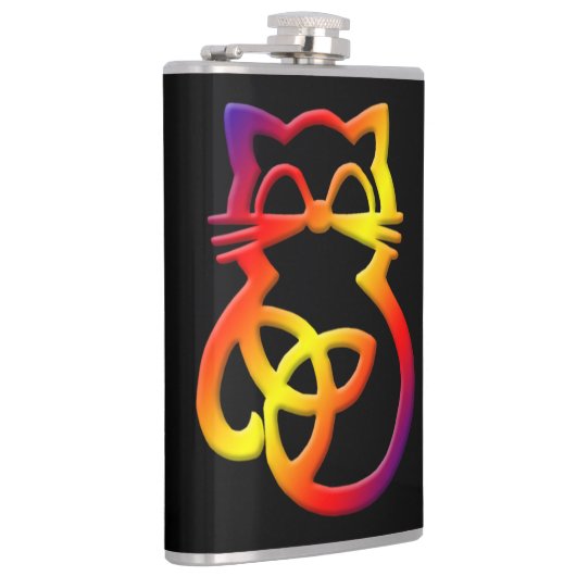 Rainbow Trinity Knot Celtic Cat Flask Flachmann (Rechts)