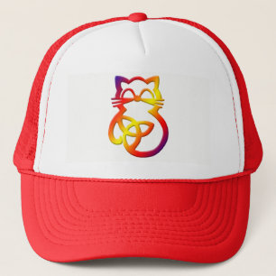 Rainbow Trinity Knot Celtic Cat Hat Truckerkappe