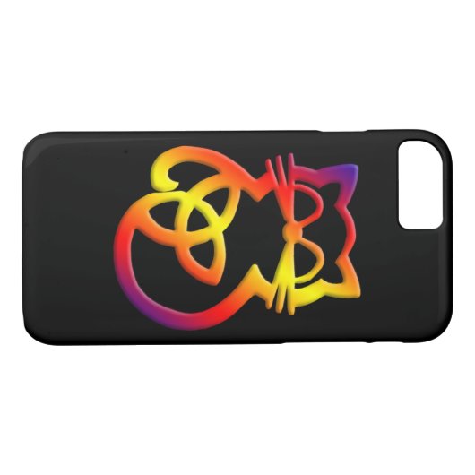 Rainbow Trinity Knot Celtic Cat iPhone 8/7 Case (Rückseite (Horizontal))