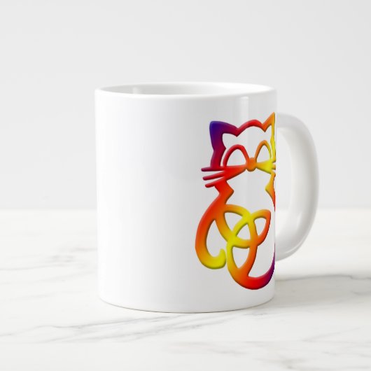 Rainbow Trinity Knot Celtic Cat Jumbo Tasse (Vorderseite Rechts)