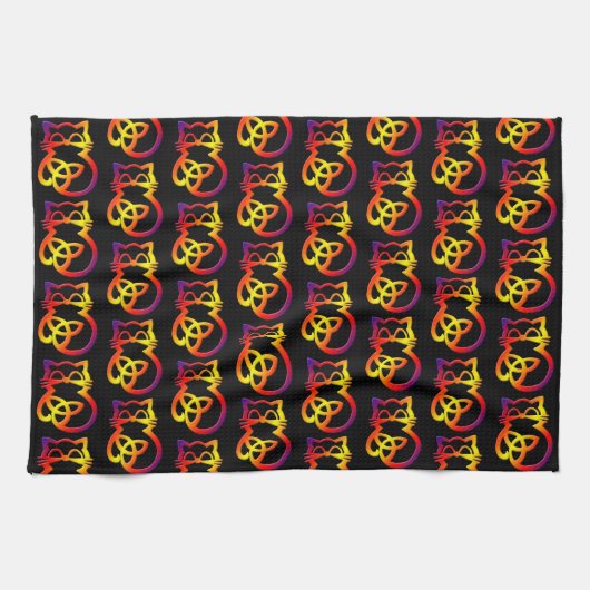 Rainbow Trinity Knot Celtic Cat Küchentuch (Horizontal)