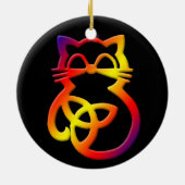 Rainbow Trinity Knot Celtic Cat Ornament (Hinten)