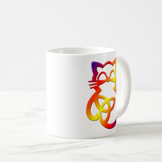 Rainbow Trinity Knot Celtic Cat Tasse (VorderseiteRechts)