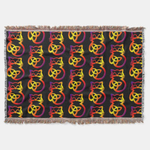 Rainbow Trinity Knot Celtic Cat Throw Blanket Decke