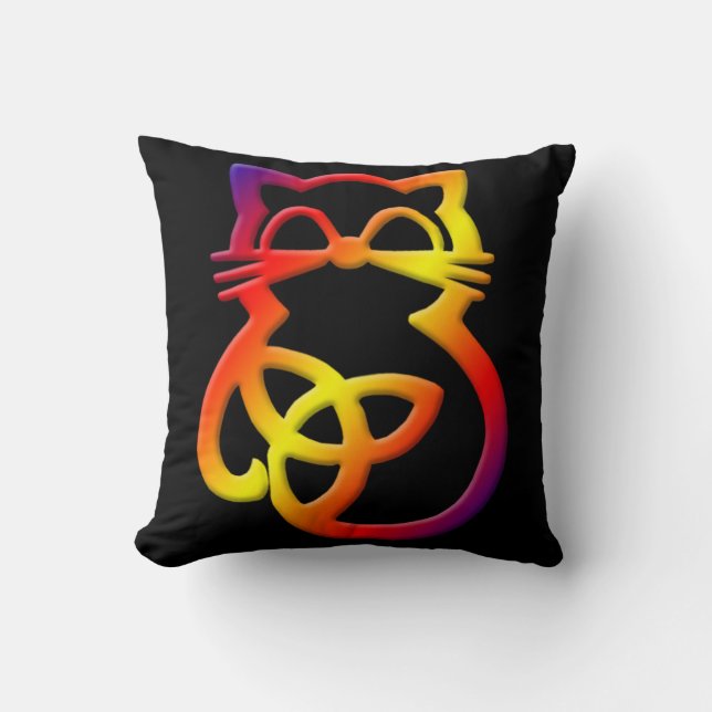Rainbow Trinity Knot Celtic Cat Throw Kissen (Vorderseite)