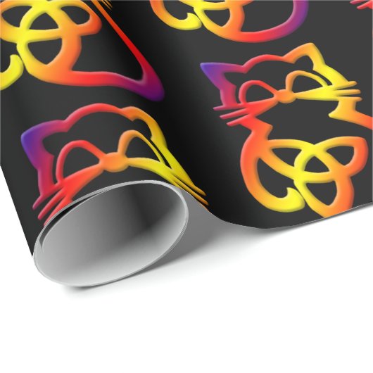 Rainbow Trinity Knot Celtic Cat Wrapping Paper Geschenkpapier (Rolleneckpunkt)