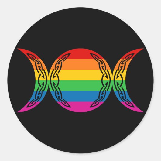 Rainbow Triple Goddess Symbol Runder Aufkleber (Vorderseite)