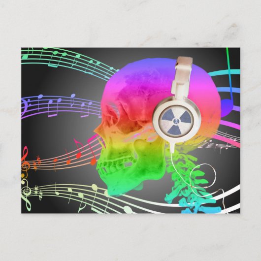 Rainbow Trippy Skull Music Psychedelic Dance Party Einladungspostkarte (Vorderseite)