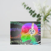 Rainbow Trippy Skull Music Psychedelic Dance Party Einladungspostkarte (Stehend Vorderseite)
