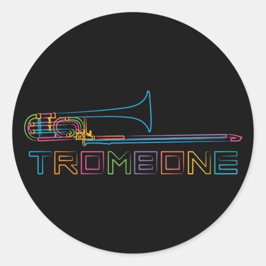 Rainbow Trombone Runder Aufkleber (Vorderseite)