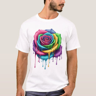 Rainbow Tropfen Rose - Artistic Bloom T-Shirt