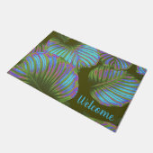 Rainbow Tropical Blätter Custom Door Mat Fußmatte (Schrägansicht)