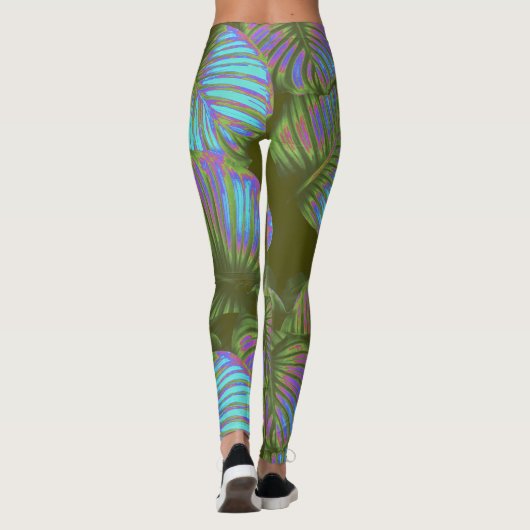 Rainbow Tropical Blätter Leggings (Rückseite)