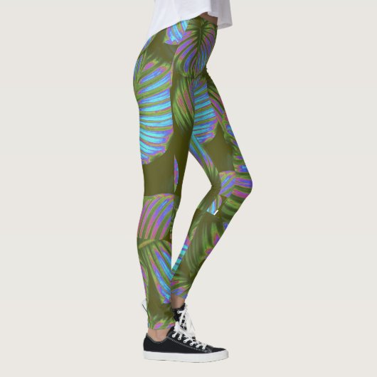 Rainbow Tropical Blätter Leggings (Rechts)