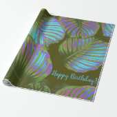 Rainbow Tropical Blätter Wrapping Paper Geschenkpapier (Ungerollt)