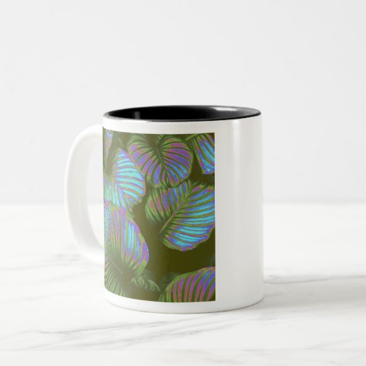 Rainbow Tropical Blätter Zweifarbige Tasse (Vorderseite Links)
