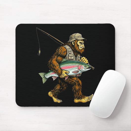 Rainbow Trout Bigfoot Fisherman River Fishing Sasq Mousepad (Mit Mouse)