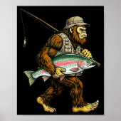 Rainbow Trout Bigfoot Fisherman River Fishing Sasq Poster (Vorne)