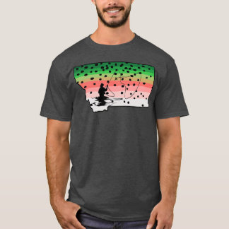 Rainbow Trout Fly Fish Montana Staat Karte Fly Fis T-Shirt
