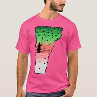Rainbow Trout Fly Fish Vermont Staat Karte Fly Fis T-Shirt