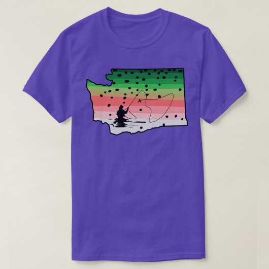 Rainbow Trout Fly Fish Washington Staat Map Fliege T-Shirt (Design vorne)