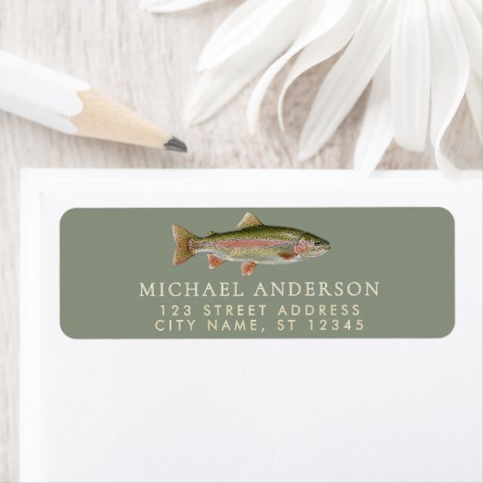 Rainbow Trout - Fly Fisherm Return Address Label   (Insitu)