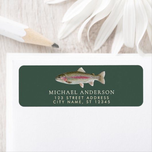 Rainbow Trout - Fly Fisherm Return Address Label   (Insitu)