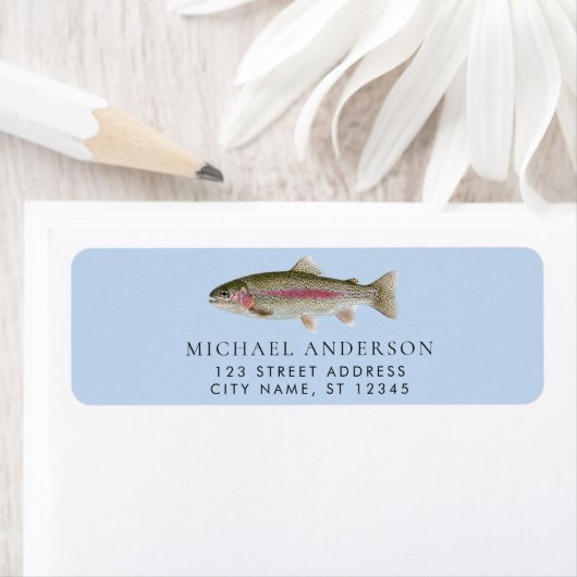 Rainbow Trout - Fly Fisherm Return Address Label   (Insitu)