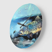 Rainbow Trout Fly Fishing Große Wanduhr (Winkel)