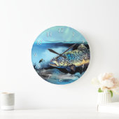 Rainbow Trout Fly Fishing Große Wanduhr (Zuhause)