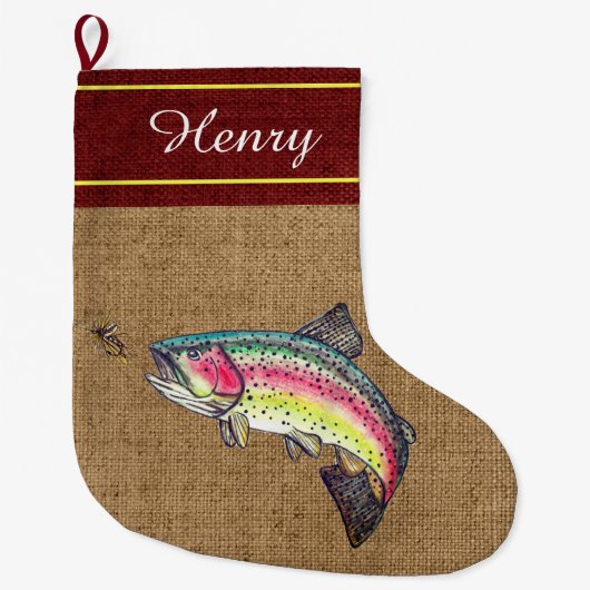 Rainbow Trout Fly Fishing Großer Weihnachtsstrumpf (Vorderseite)