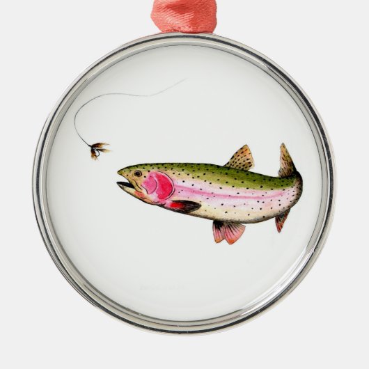 Rainbow Trout Fly Fishing Ornament Aus Metall (Vorne)